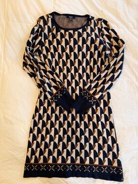 Hatley Navy, Cream & Brown Long Sleeve Knit Dress